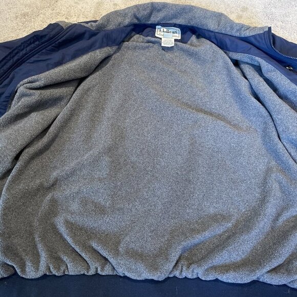 LL Bean Warm Up Jacket Men's Large Tall Navy Nylon Fleece Lined Full Zip Outdoor - Picture 7 of 11